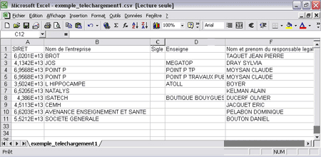 Ouvrir un fichier AEF au format csv dans Excel